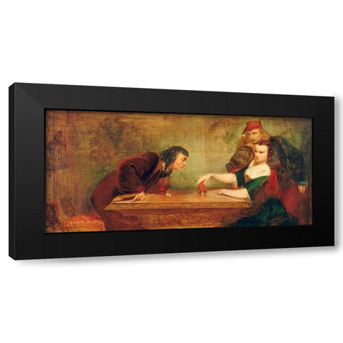 The Last Throw 1840 Black Modern Wood Framed Art Print with Double Matting by Leslie, Charles Robert