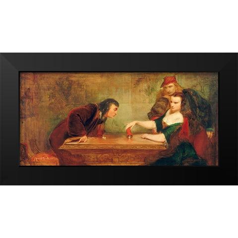 The Last Throw 1840 Black Modern Wood Framed Art Print by Leslie, Charles Robert