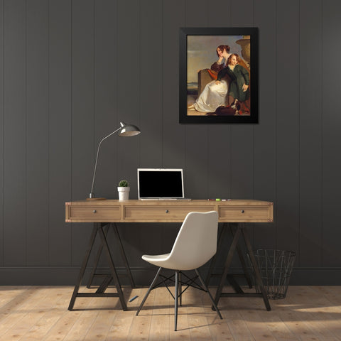 Mother and Son 1840 Black Modern Wood Framed Art Print by Sully, ThomasÂ 