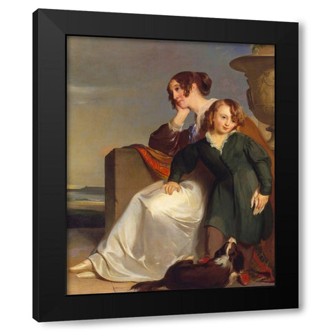 Mother and Son 1840 Black Modern Wood Framed Art Print with Double Matting by Sully, ThomasÂ 