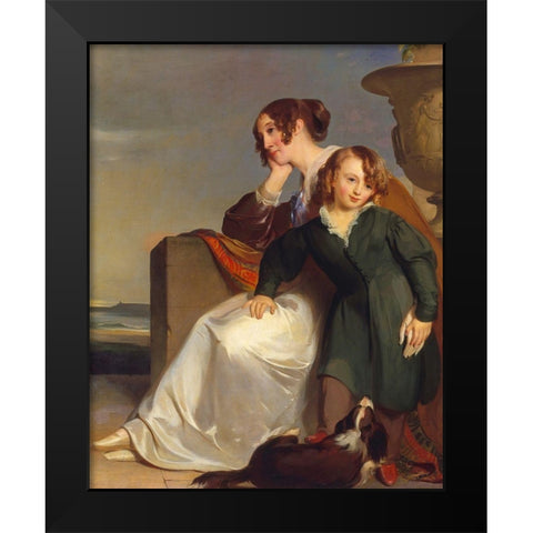 Mother and Son 1840 Black Modern Wood Framed Art Print by Sully, ThomasÂ 