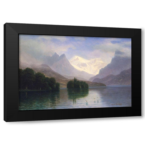 Mountain Scene Black Modern Wood Framed Art Print with Double Matting by Bierstadt, Albert