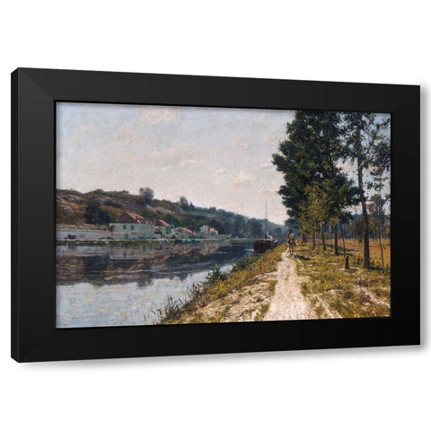 Banks of the Loing Black Modern Wood Framed Art Print with Double Matting by Picknell, William Lamb