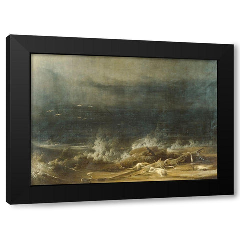 The Deluge towards Its Close 1813 Black Modern Wood Framed Art Print by Joshua ShawÂ 