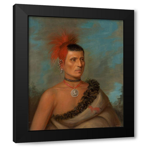 Pes-Ke-Le-Cha-Co 1832 Black Modern Wood Framed Art Print by Inman, Henry