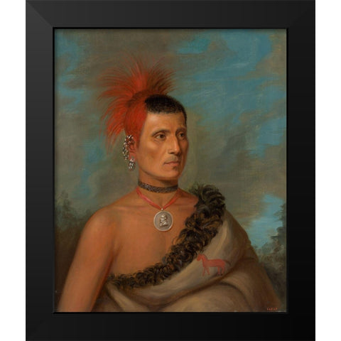 Pes-Ke-Le-Cha-Co 1832 Black Modern Wood Framed Art Print by Inman, Henry
