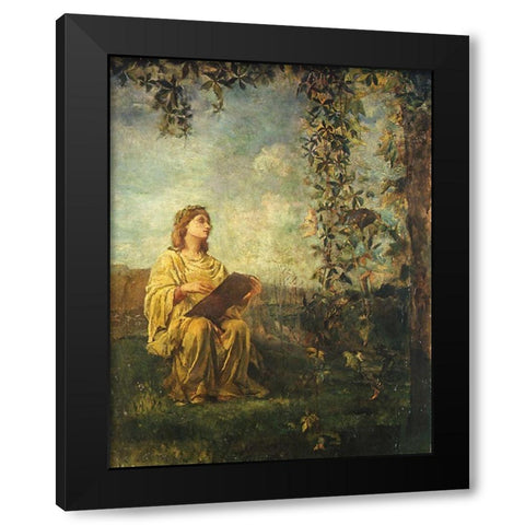 The Muse of Painting 1870 Black Modern Wood Framed Art Print with Double Matting by La Farge, John
