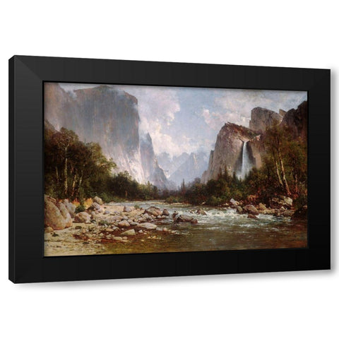 View of Yosemite Valley 1885 Black Modern Wood Framed Art Print by Hill, Thomas