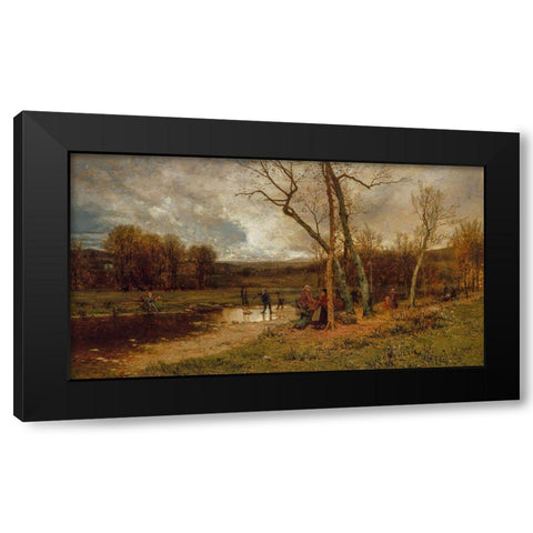 Saturday Afternoon 1875 Black Modern Wood Framed Art Print with Double Matting by McEntee, Jervis