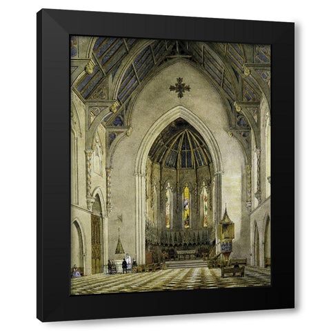 Chancel of Trinity Chapel, New York 1856 Black Modern Wood Framed Art Print with Double Matting by Hill, John William