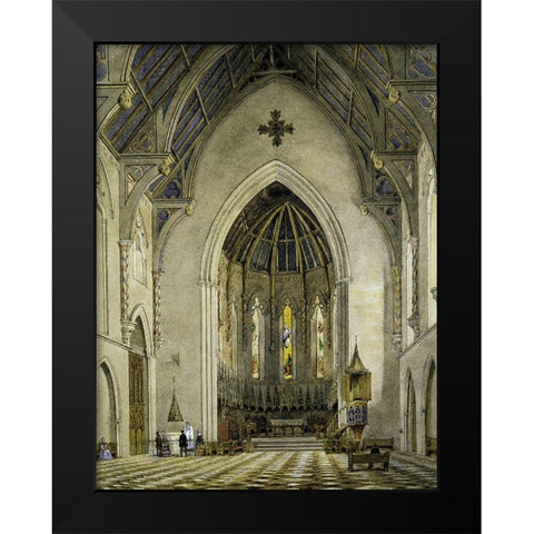 Chancel of Trinity Chapel, New York 1856 Black Modern Wood Framed Art Print by Hill, John William