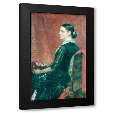 Mrs. Thomas Hicks 1884 Black Modern Wood Framed Art Print with Double Matting by Hicks, Thomas