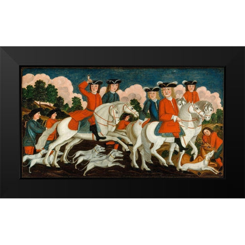 The Hunting Partyâ€”New Jersey Black Modern Wood Framed Art Print by American 1750