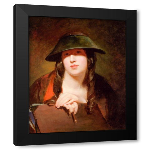 The Student 1839 Black Modern Wood Framed Art Print with Double Matting by Sully, ThomasÂ 