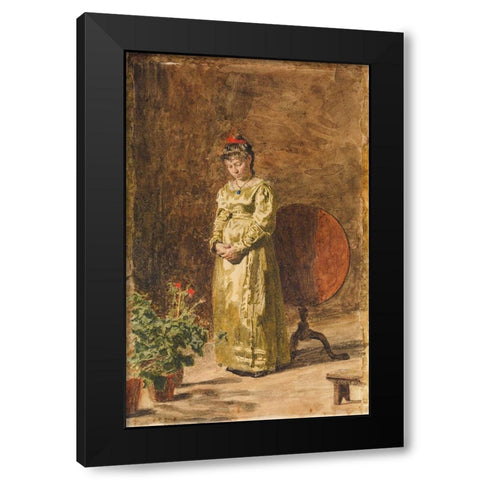 Young Girl Meditating 1877 Black Modern Wood Framed Art Print with Double Matting by Eakins, Thomas