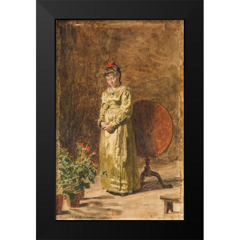 Young Girl Meditating 1877 Black Modern Wood Framed Art Print by Eakins, Thomas