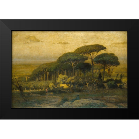 Pine Grove of the Barberini Villa 1876 Black Modern Wood Framed Art Print by Inness, GeorgeÂ 