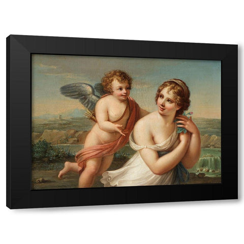 The Temptation of Eros Black Modern Wood Framed Art Print with Double Matting by Kauffmann, Angelica