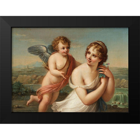 The Temptation of Eros Black Modern Wood Framed Art Print by Kauffmann, Angelica