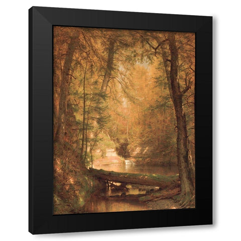 The Trout Pool 1870 Black Modern Wood Framed Art Print with Double Matting by Whittredge, Worthington
