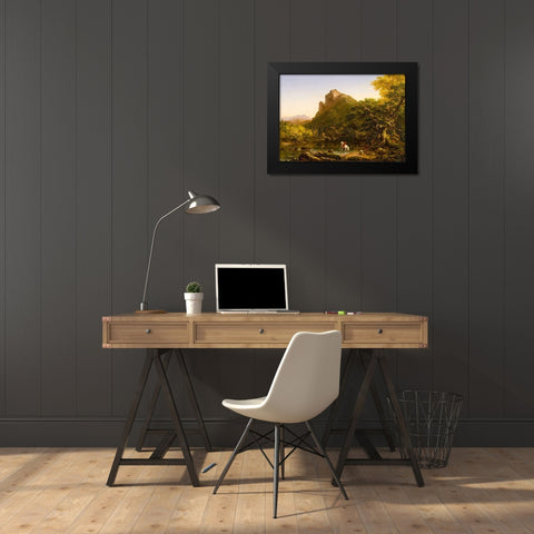 The Mountain Ford 1846 Black Modern Wood Framed Art Print by Cole, Thomas