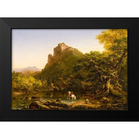 The Mountain Ford 1846 Black Modern Wood Framed Art Print by Cole, Thomas