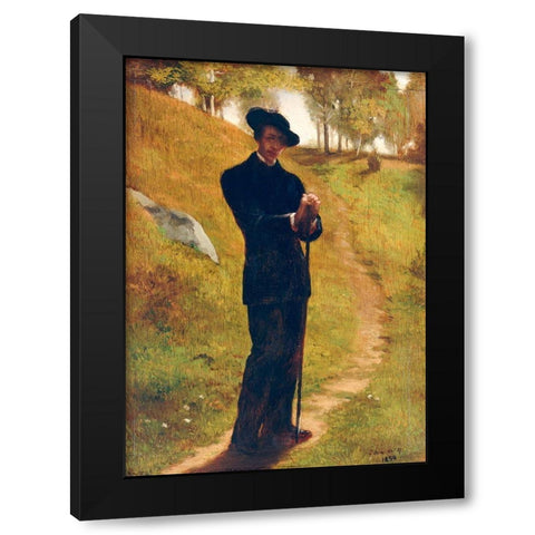 Portrait of the Painter 1859 Black Modern Wood Framed Art Print with Double Matting by La Farge, John