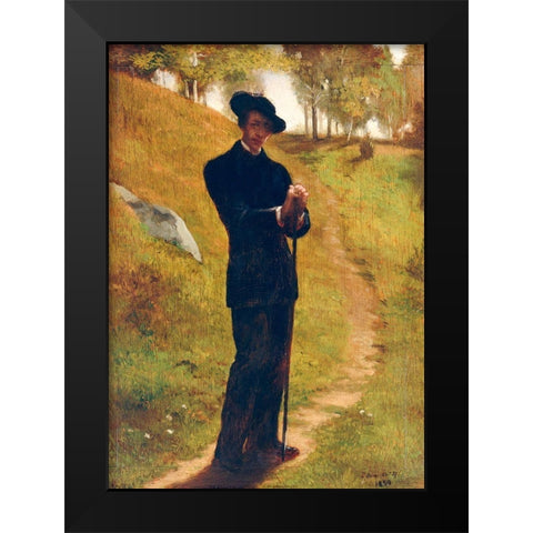 Portrait of the Painter 1859 Black Modern Wood Framed Art Print by La Farge, John