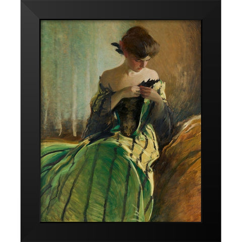 Study in Black and Green Black Modern Wood Framed Art Print by Alexander, John White