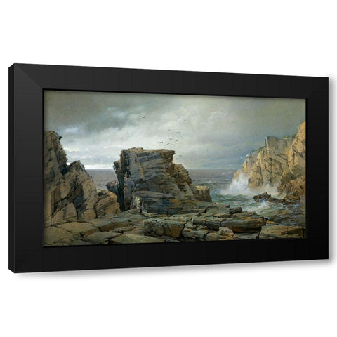 A Rocky Coast 1877 Black Modern Wood Framed Art Print by Richards, William Trost