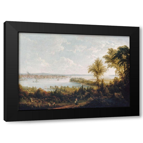 View of the Bay and City of New York from Weehawken 1840 Black Modern Wood Framed Art Print by Havell, Robert  Jr.Â 