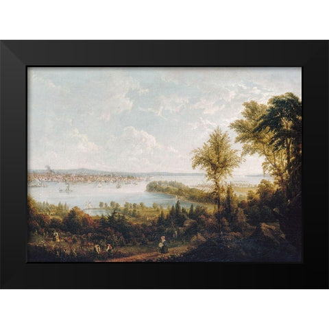 View of the Bay and City of New York from Weehawken 1840 Black Modern Wood Framed Art Print by Havell, Robert  Jr.Â 