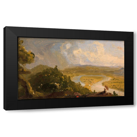 Sketch for View from Mount Holyoke, Northampton, Massachusetts, after a Thunderstorm (The Oxbow) Black Modern Wood Framed Art Print by Cole, Thomas