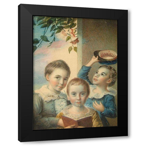 Portrait of Three Boys Black Modern Wood Framed Art Print with Double Matting by Badger, Thomas