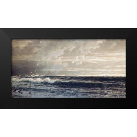 Near Lands End, Cornwall 1879 Black Modern Wood Framed Art Print by Richards, William Trost