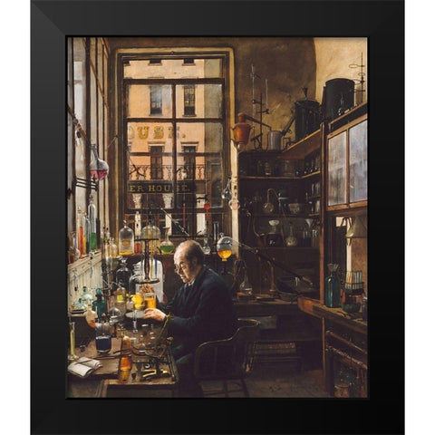 In the Laboratory Black Modern Wood Framed Art Print by Alexander, Henry
