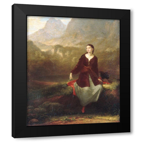 The Spanish Girl in Reverie Black Modern Wood Framed Art Print by Allston, Washington