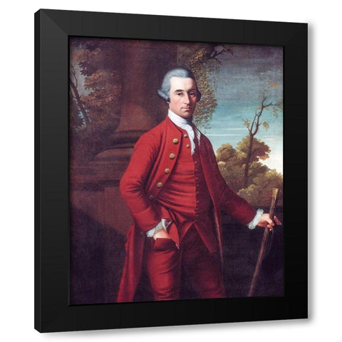 Portrait of a Gentleman Black Modern Wood Framed Art Print with Double Matting by Benbridge, Henry