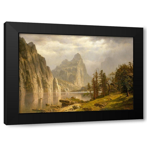 Merced River, Yosemite Valley Black Modern Wood Framed Art Print with Double Matting by Bierstadt, Albert