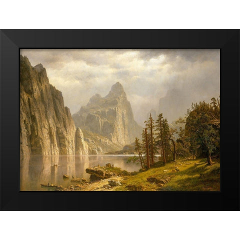 Merced River, Yosemite Valley Black Modern Wood Framed Art Print by Bierstadt, Albert