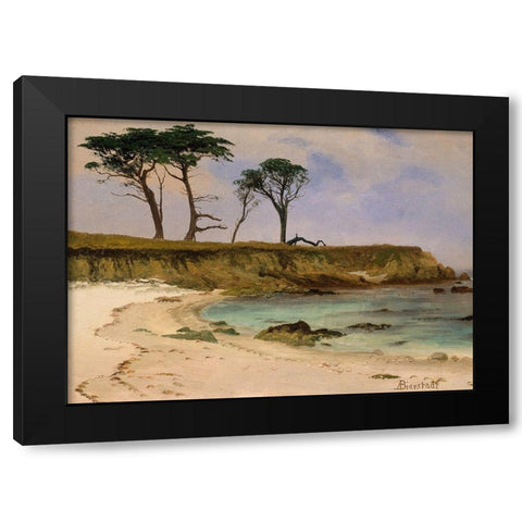 Sea Cove Black Modern Wood Framed Art Print with Double Matting by Bierstadt, Albert