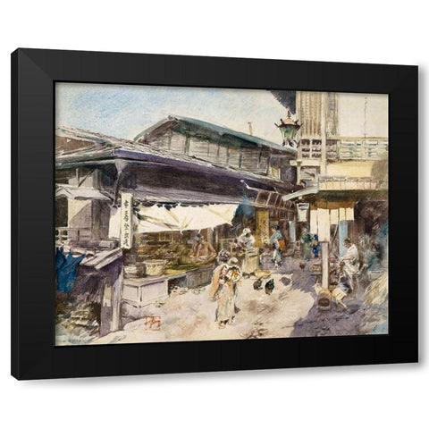 Street Scene in Ikao, Japan Black Modern Wood Framed Art Print with Double Matting by Blum, Robert Frederick