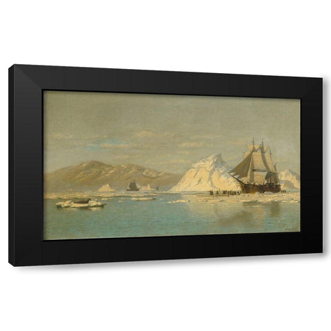 Off Greenlandâ€”Whaler Seeking Open Water Black Modern Wood Framed Art Print with Double Matting by Bradford, WilliamÂ 