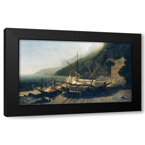 View at Amalfi, Bay of Salerno Black Modern Wood Framed Art Print by Brown, George LoringÂ 