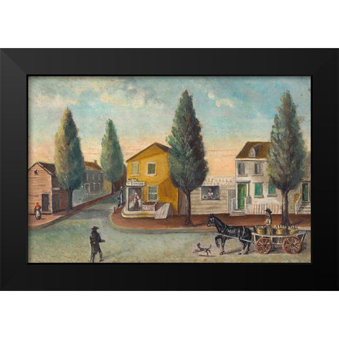 The Bakers Wagon Black Modern Wood Framed Art Print by Chappel, William P.