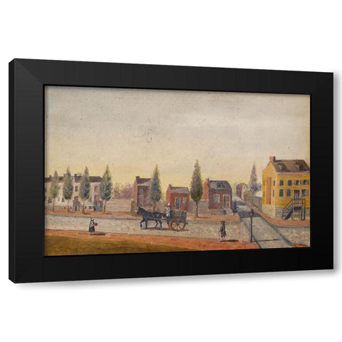 The Garbage Cart Black Modern Wood Framed Art Print by Chappel, William P.