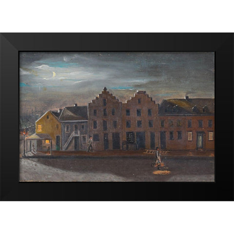 The Lamp Lighter Black Modern Wood Framed Art Print by Chappel, William P.