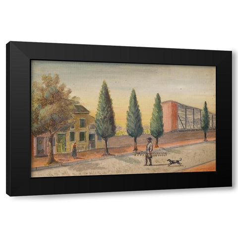 Strawberry Pedlar Black Modern Wood Framed Art Print by Chappel, William P.