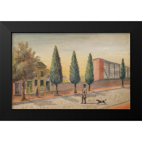Strawberry Pedlar Black Modern Wood Framed Art Print by Chappel, William P.