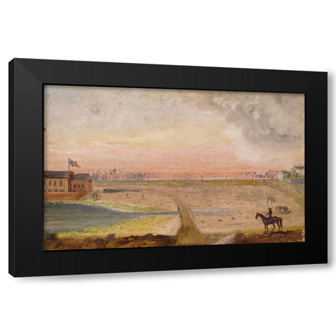 Militia Drilling Black Modern Wood Framed Art Print with Double Matting by Chappel, William P.